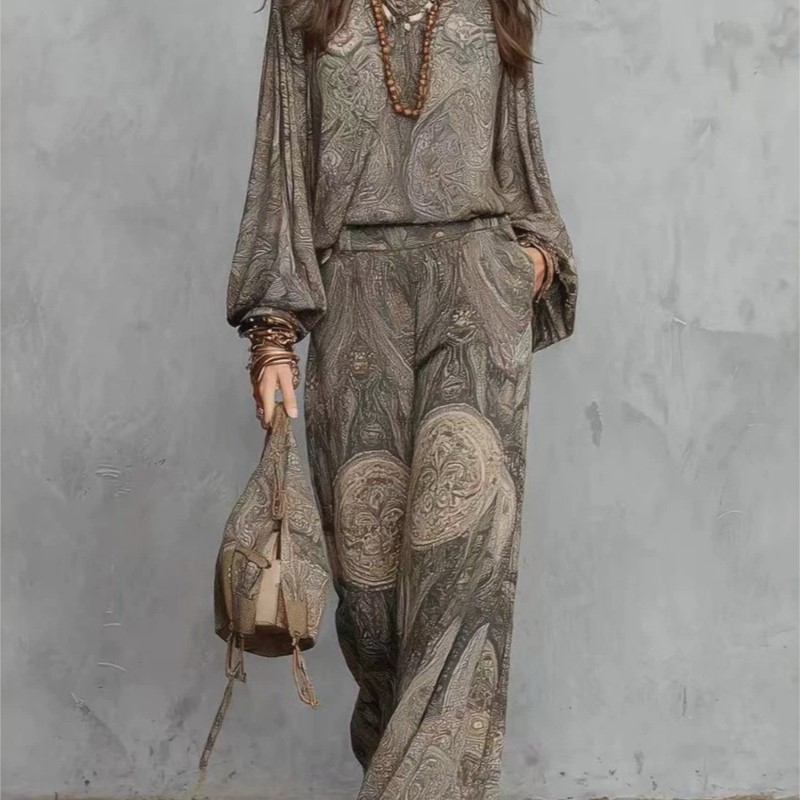 Ethnic Fashion Design - Conjunto de Duas Peças com Estampa