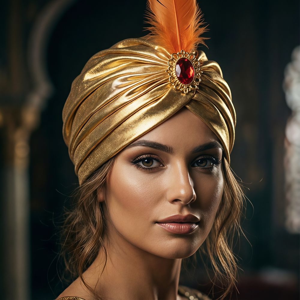 Chapéu Turbante de Plumas para - Ethnic Fashion India avaliação e preço